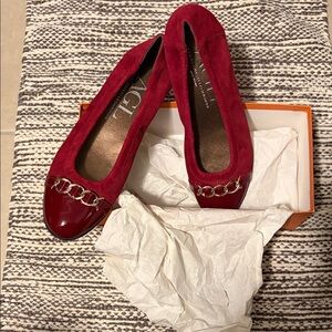 AGL Women's Red Suede Ballet Flats